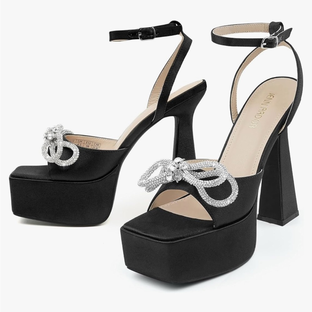 Platform embellished heels